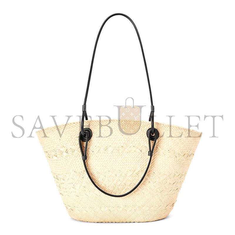 LOEWE MEDIUM ANAGRAM BASKET BAG IN IRACA PALM AND CALFSKIN A223T43X02 (46*24.5*16cm)