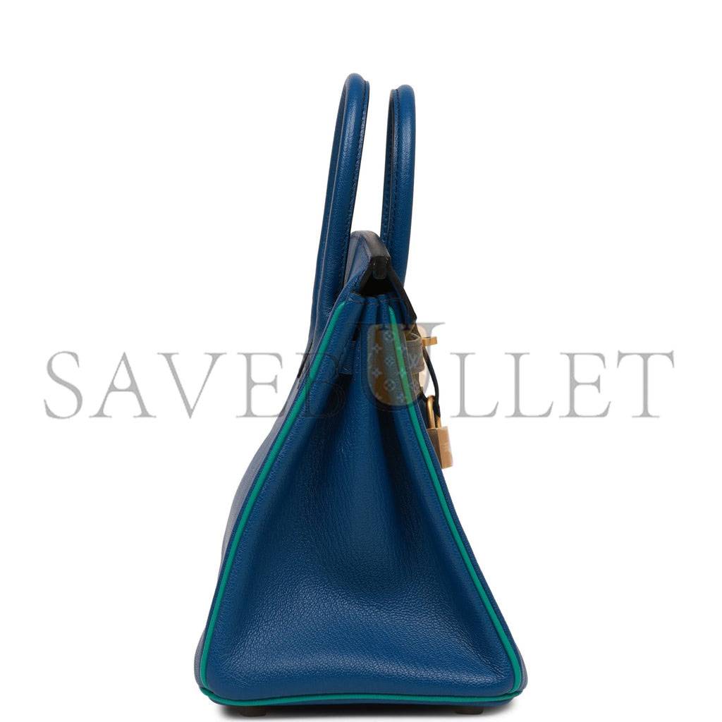 HERMES SPECIAL ORDER (HSS) BIRKIN 25 BLEU SAPHIR AND VERT VERTIGO CHEVRE BRUSHED GOLD HARDWARE HANDMADE (25.cm) HERMES SPECIAL ORDER (HSS) BIRKIN 25 BLEU SAPHIR AND VERT VERTIGO CHEVRE BRUSHED GOLD HARDWARE HANDMADE (25.cm)