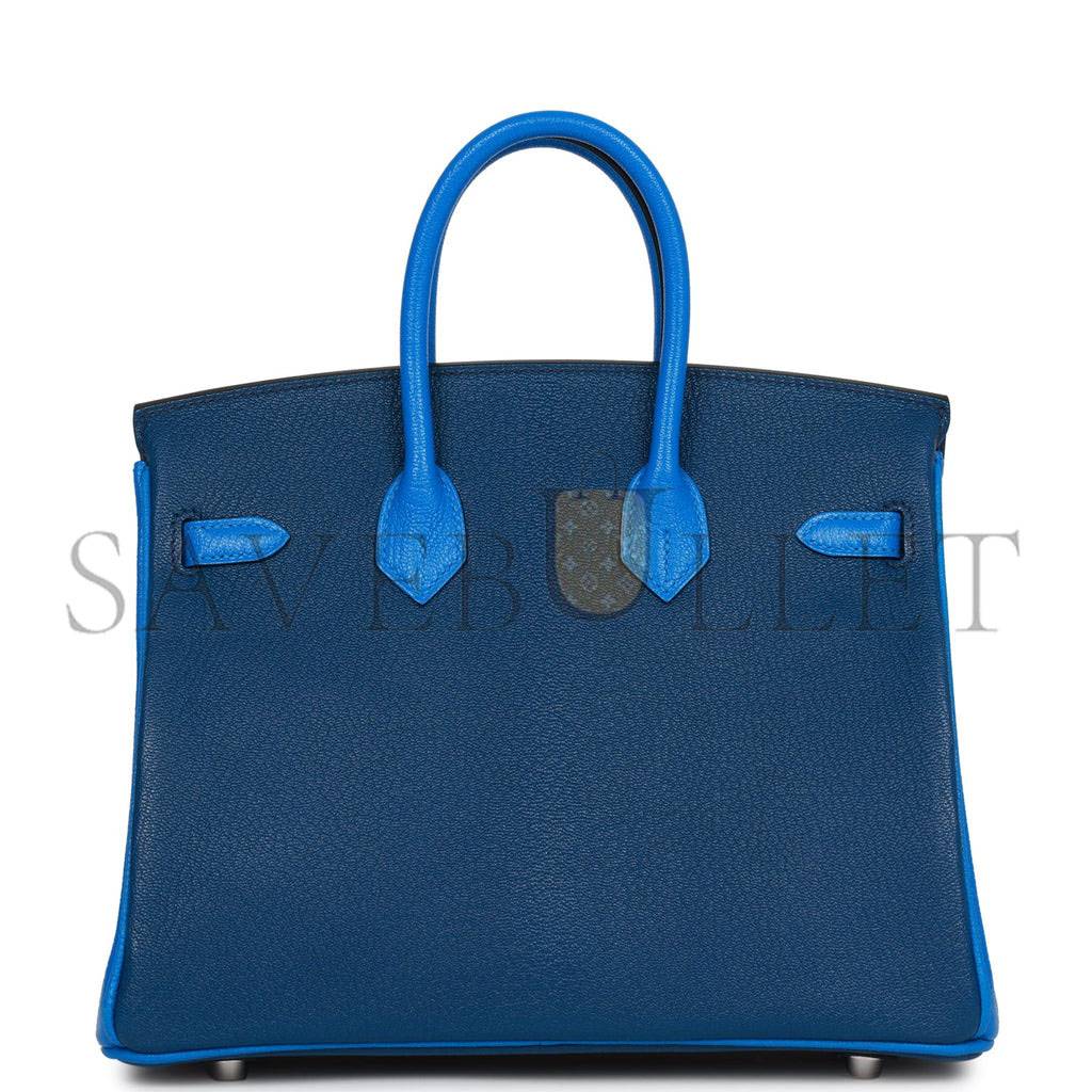 HERMES SPECIAL ORDER (HSS) BIRKIN 25 BLEU HYDRA AND BLEU SAPHIR CHÈVRE BRUSHED PALLADIUM HARDWARE HANDMADE (25cm) HERMES SPECIAL ORDER (HSS) BIRKIN 25 BLEU HYDRA AND BLEU SAPHIR CHÈVRE BRUSHED PALLADIUM HARDWARE HANDMADE (25cm)