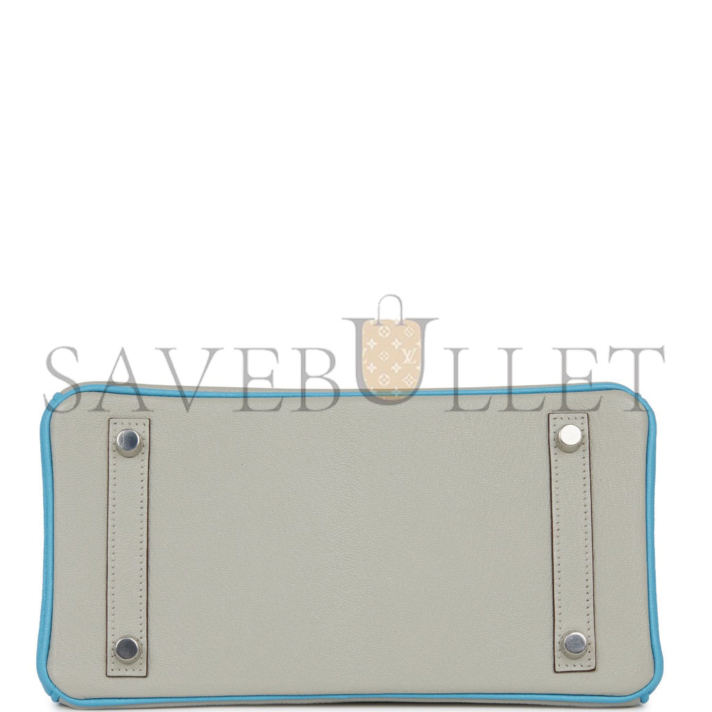 HERMES SPECIAL ORDER (HSS) BIRKIN 25 GRIS PERLE AND BLEU DU NORD CHÈVRE BRUSHED PALLADIUM HARDWARE HANDMADE (25cm) HERMES SPECIAL ORDER (HSS) BIRKIN 25 GRIS PERLE AND BLEU DU NORD CHÈVRE BRUSHED PALLADIUM HARDWARE HANDMADE (25cm)