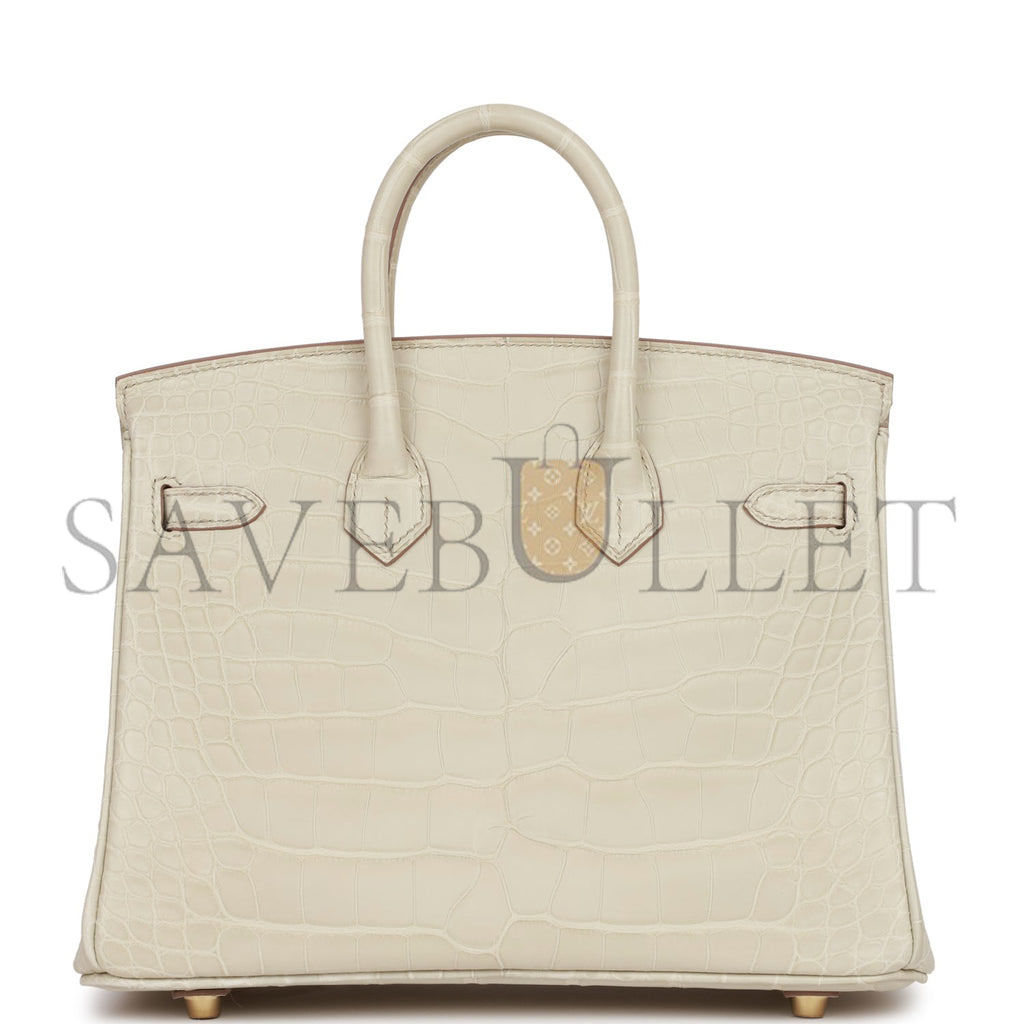 HERMES BIRKIN 25 BETON MATTE ALLIGATOR GOLD HARDWARE HANDMADE (25*19*12cm) HERMES BIRKIN 25 BETON MATTE ALLIGATOR GOLD HARDWARE HANDMADE (25*19*12cm)